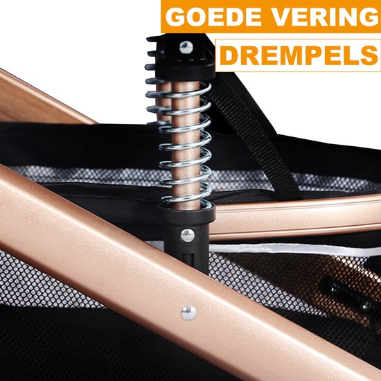 Happyment® kinderwagen 3 in 1 - Met stoel & wieg - Wandelwagen - Zwart van Happyment — afbeelding 2