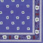 40x Edelweiss blauw 3-laags servetten bloemen 33 x 33 cm - Kleur/bloemen thema