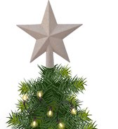 Kerstster/kerstboom piek/topper - wol wit - H19 cm - glitter - Kerstversiering