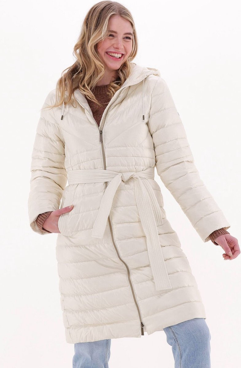 Michael Kors Long Fitted Puffer Jassen Dames - Zomerjas - Creme - Maat S