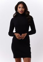 Calvin Klein Ck Tight Sweater Roll Neck Dress Jurken - Zwart