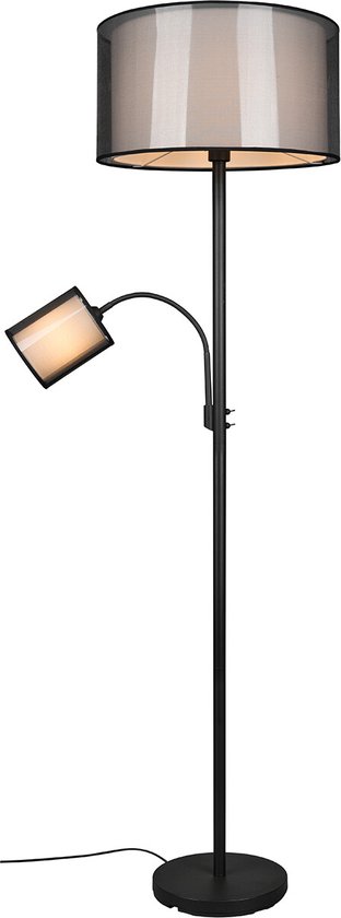 LED Vloerlamp - Vloerverlichting - Torna Bidon - E27 Fitting - 1-lichts - Rond - Mat Zwart - Aluminium - Tot 60W