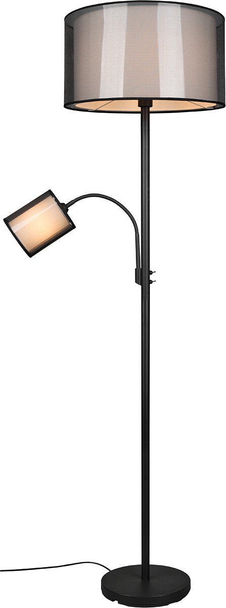 LED Vloerlamp - Vloerverlichting - Torna Bidon - E27 Fitting - 1-lichts - Rond - Mat Zwart - Aluminium - Tot 60W