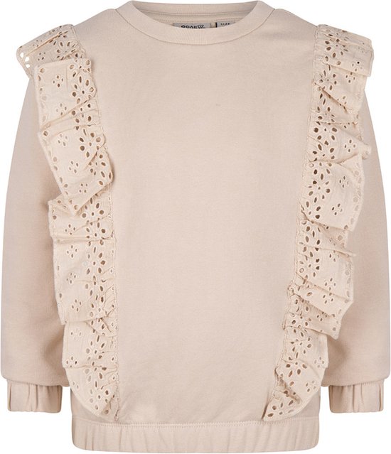 Daily7 meisjes sweater Broderie Ruffle Ivory Cream