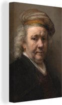 Tableau sur Toile Autoportrait - Peinture de Rembrandt van Rijn - 20x30 cm - Décoration murale