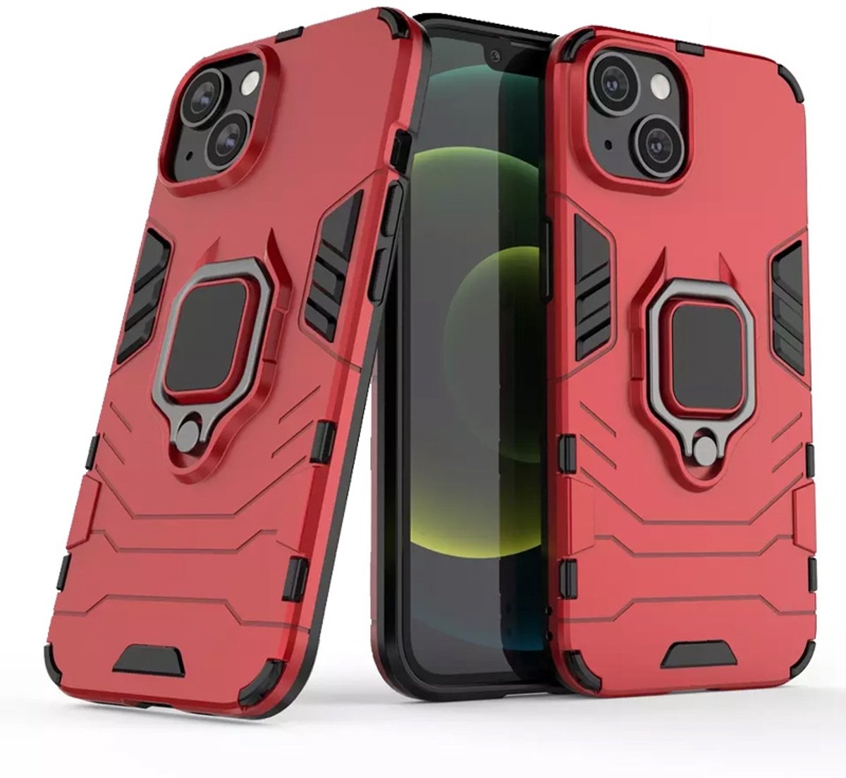 Hybride Ring Case Hoesje geschikt voor iPhone 14 Plus - rood
