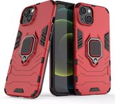 Mobiq - Hybride Ring Case Hoesje iPhone 13 Mini - rood