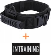 Always Prepared © Pro Halsband + In training patch - Hals 45-75 CM - Hondenhalsband - geschikt voor elke hondenriem - voor middel en grote honden - One Size Zwart