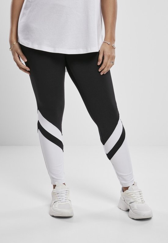 Urban Classics Legging -M- Arrow Taille Haute Zwart/ Wit