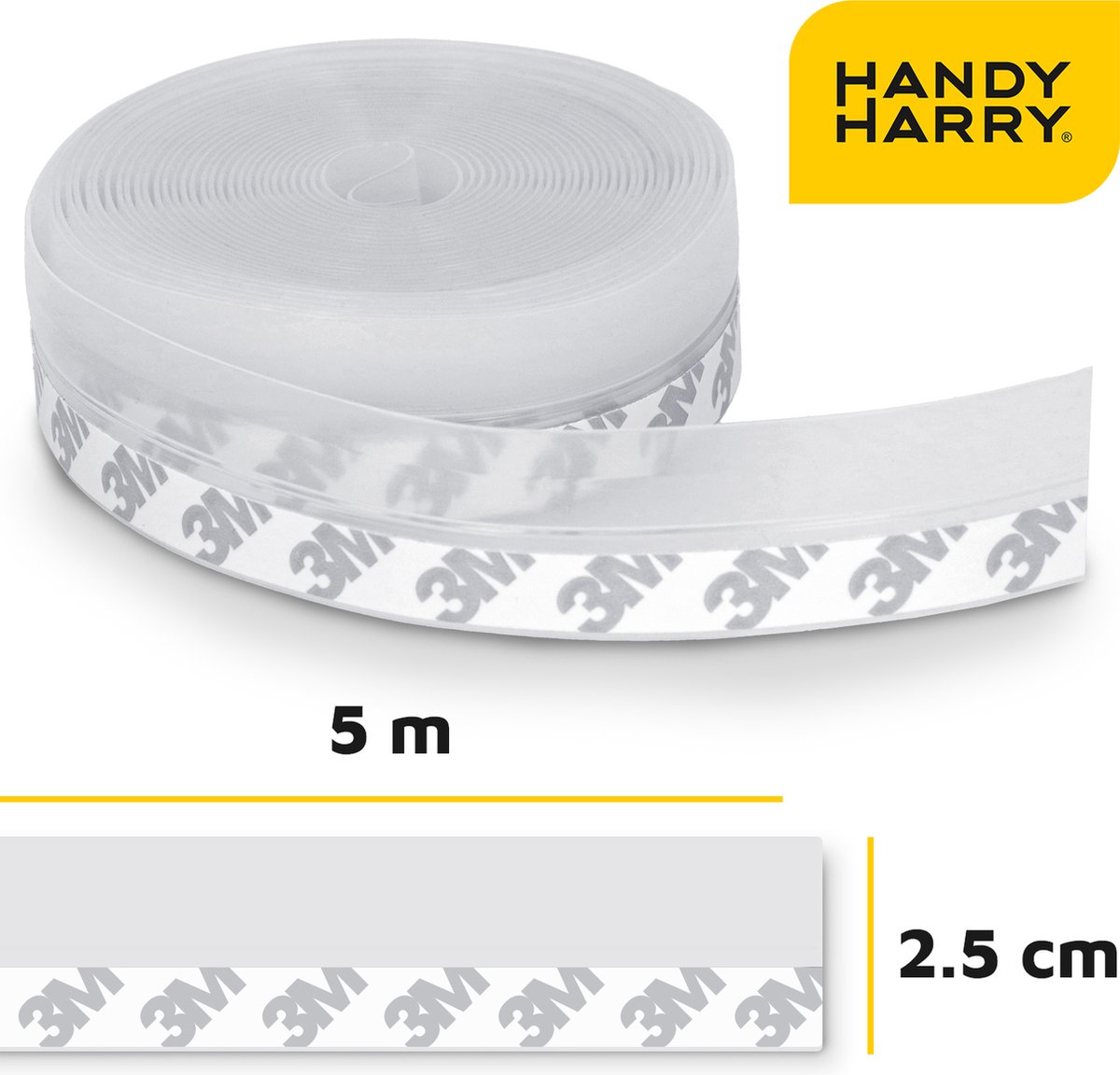 HANDY HARRY® Tochtstrip voor deuren - 5m*2.5cm - Transparant - Zelfklevende tochtwering - Tochtstopper