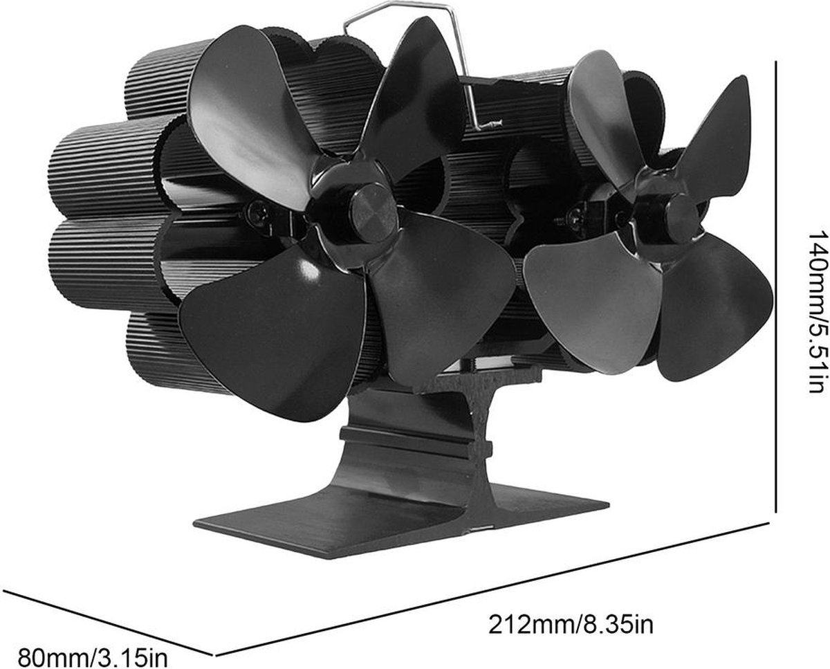 URBNLIVING Wildlife Habitat Yungeln Warmteaangedreven Kachelventilator - 6 Bladen, Geen Stroom Nodig, Voor Houtkachel & Open Haard Egelhuisje Voor Buiten