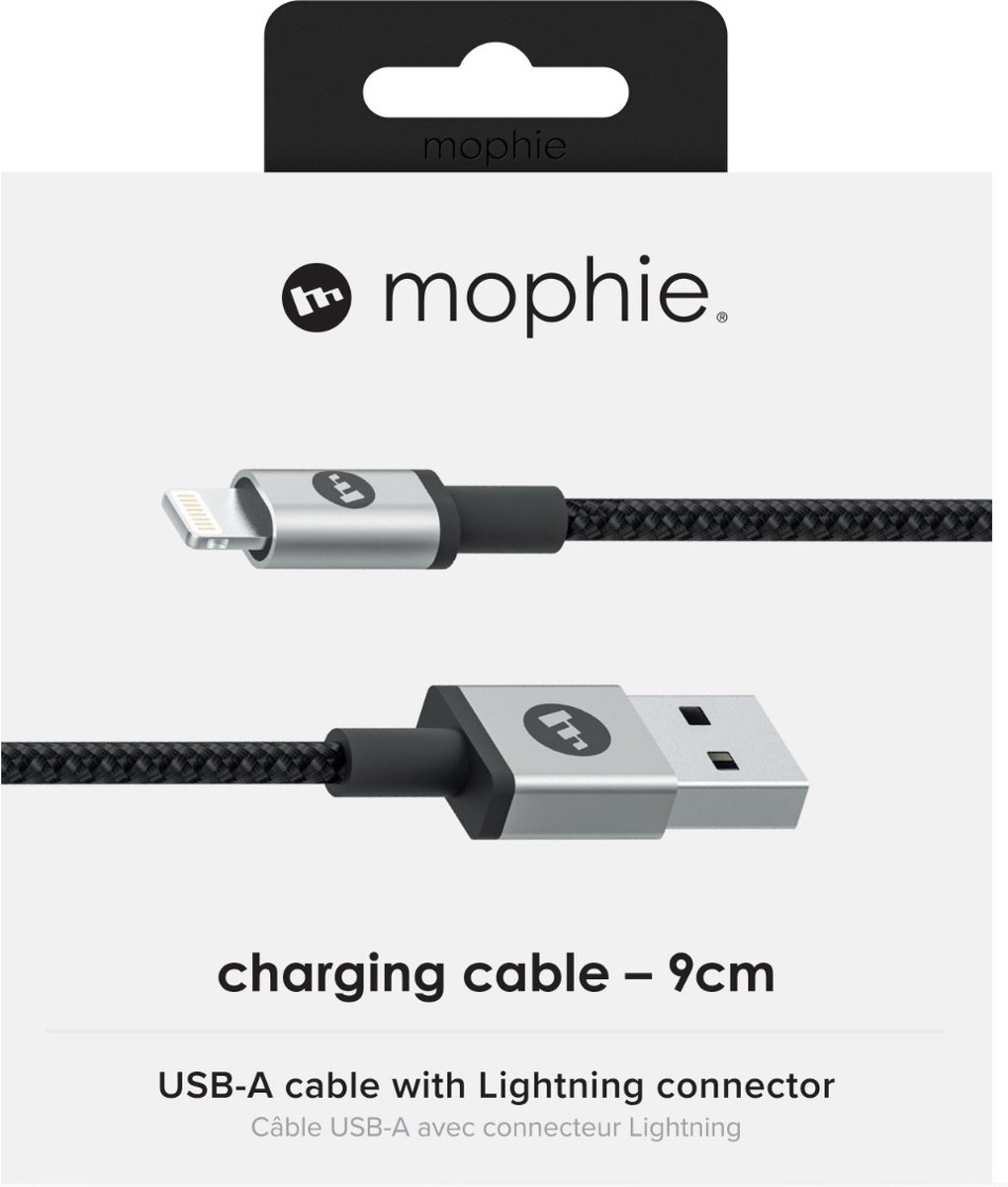 mophie USB-A to Lightning 9CM – Black