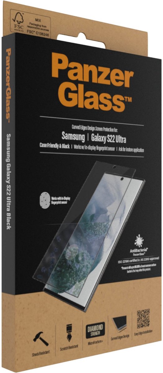 Screen protector for Samsung Galaxy S22 Ultra PANZERGLASS Tempered Glass  7295
