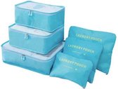 Packing Cubes 6-delig - Kleding organiser set - Opbergzakken - Reis zakken - Inpak kubussen - Backpack - Reizen -  Lichtblauw