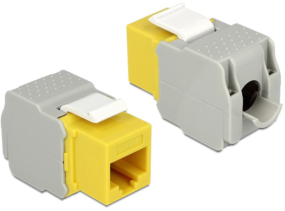 UTP CAT6 Gigabit Keystone module RJ45 - LSA (toolless) / geel/grijs
