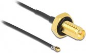 MHF 4L LK (v) - RP-SMA (v) kabel met afdichtring - Micro Coax (1,37 mm) - 50 Ohm / zwart - 0,50 meter