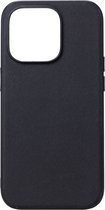 Shop4 - iPhone 14 Pro Hoesje - Harde Back Case Kunstleer Zwart