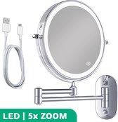 Make Up Spiegel met LED Verlichting - 5X Vergroting - Scheerspiegel