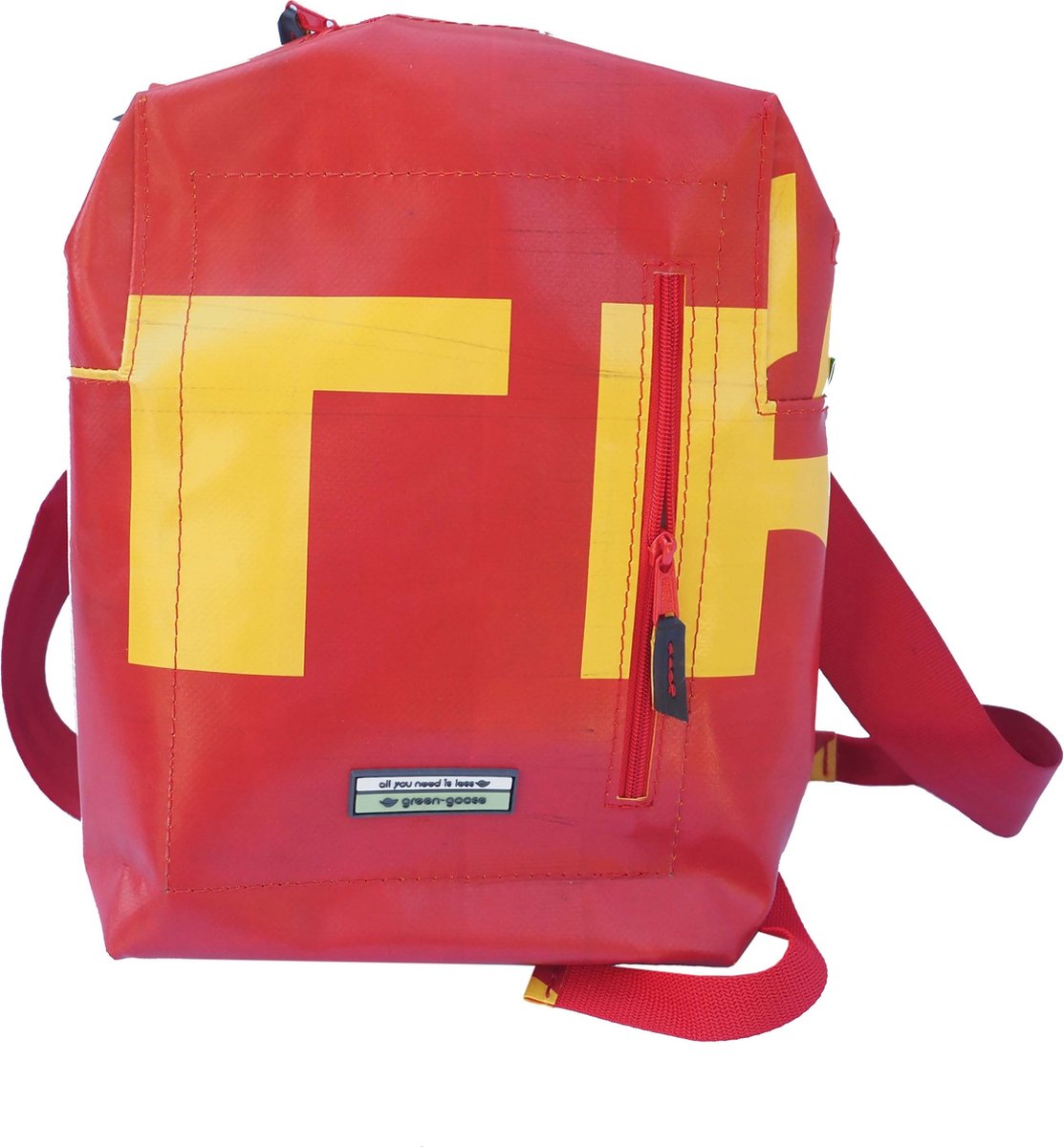 green-goose® Kinder Rugzak Silnice | Geel, Rood | Backpack Rugtas van Upcycled Vrachtwagenzeil | Stevig en Duurzaam | 23x33x8cm | Gerecycled Materiaal uit Europa