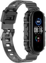 Siliconen Smartwatch bandje - Geschikt voor Xiaomi Mi Band 3 / 4 clear TPU bandje - transparant-zwart - Strap-it Horlogeband / Polsband / Armband