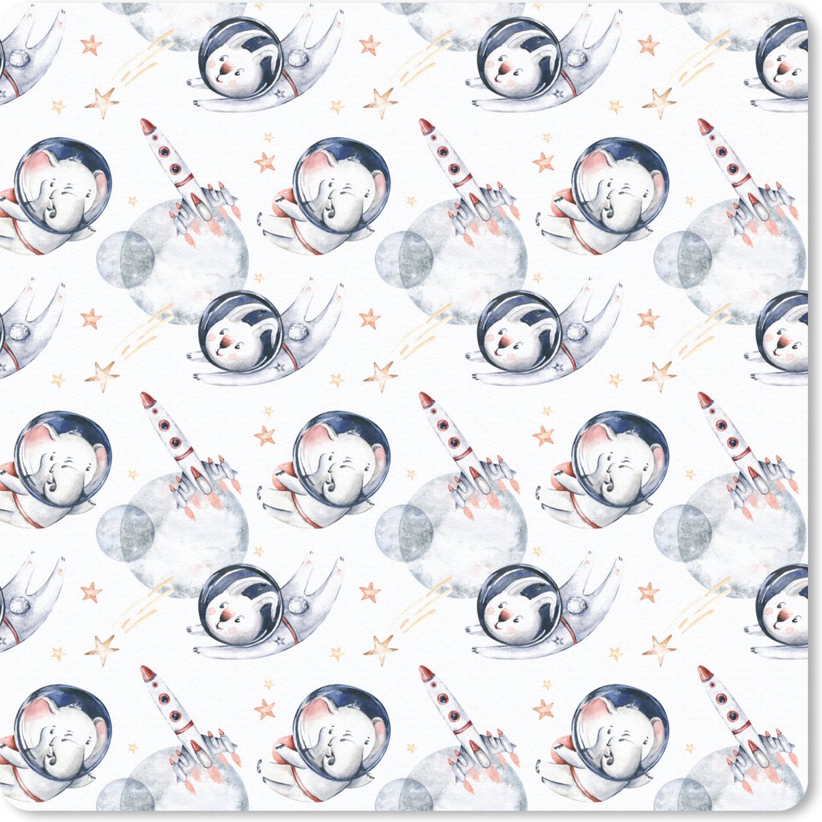 Muismat 20x20 cm - Mousepad Patronen - Ruimte - Dieren - Jongens - Kids - Kinderen - Meisjes - Muismatten
