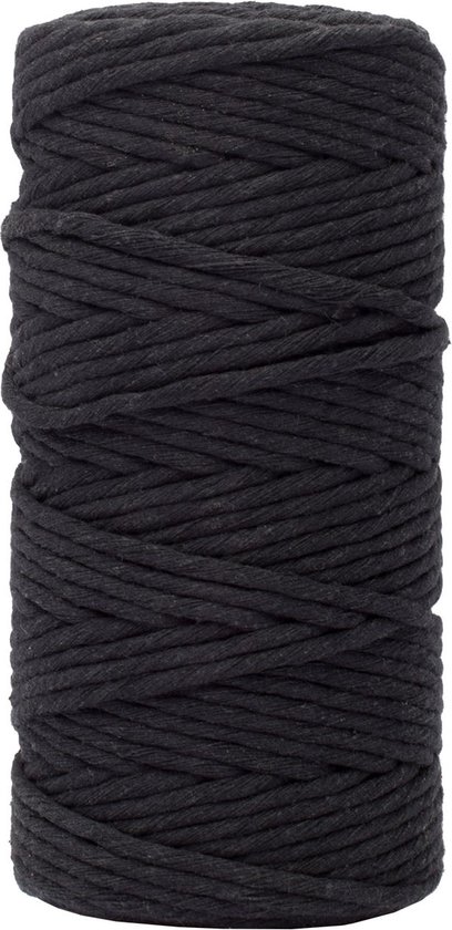 Vaessen Creative Cordon Macramé 100% - Zwart - 3mmx100m