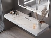 Vasque suspendue en Solid Surface effet marbre blanc TAKOTNA - L.120,2 x L.45,2 x H.8 cm L 120 cm x H 8 cm x P 45 cm