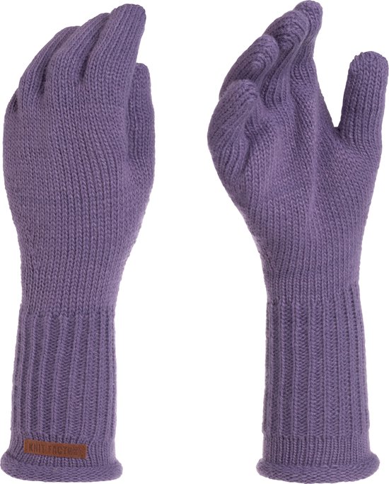 Knit Factory Lana Gebreide Dames Handschoenen - Gebreide winter handschoenen - Paarse handschoenen - Polswarmers - Violet - One Size