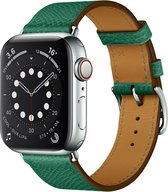 By Qubix Lederen bandje - Groen - Geschikt voor Apple Watch 38mm - 40mm - 41mm - Compatible Apple watch bandje - smartwatch bandje leder leren iWatch