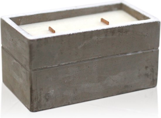 Bougie mèche bois rectangulaire aspect béton-bougie cire de soja-épicé