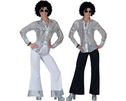 ESPA - Zilverkleurige disco blouse met lovertjes voor vrouwen - Large