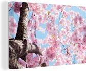 Canvas Bloemen Schilderijen - Bloesemboom - Sakura - Natuur - Roze - Schilderijen op Canvas - Muurdecoratie - 90x60 cm