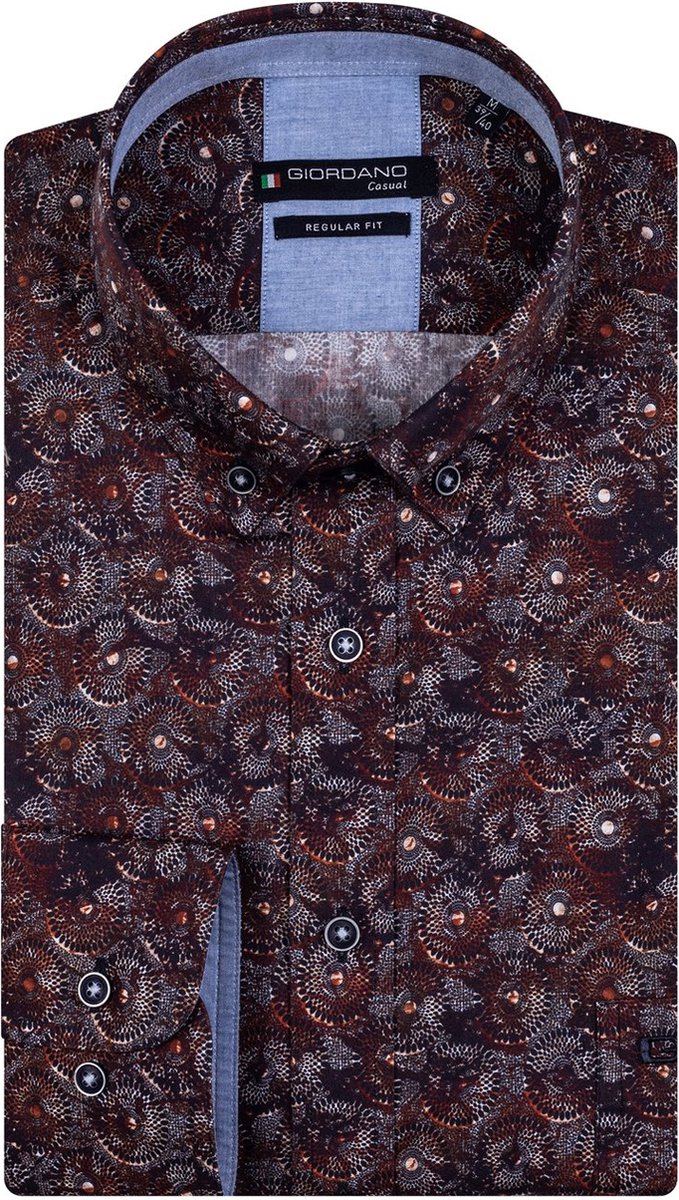 Giordano Lange mouw Overhemd - 227014 Rood (Maat: XL)