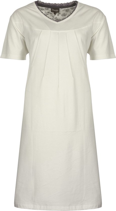 Medaillon Dames Nachthemd - 100% Gekamde Katoen - Wit - Maat XL
