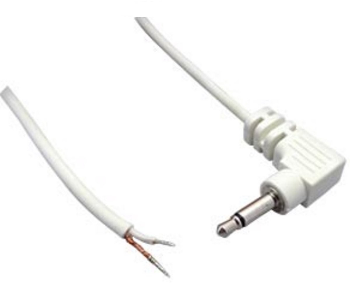 3,5mm Jack (m) haaks mono audio kabel met open eind / wit - 1,8 meter