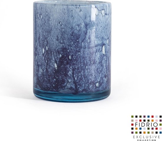 Vase Cylindre Design - Fidrio VIOLET BLEU - vase fleuri en verre soufflé bouche - diamètre 13,5 cm hauteur 16,5 cm
