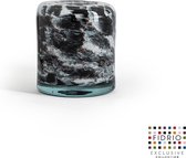Design Vaas Cilinder Donut - Fidrio GRANITO - glas, mondgeblazen bloemenvaas - hoogte 14 cm