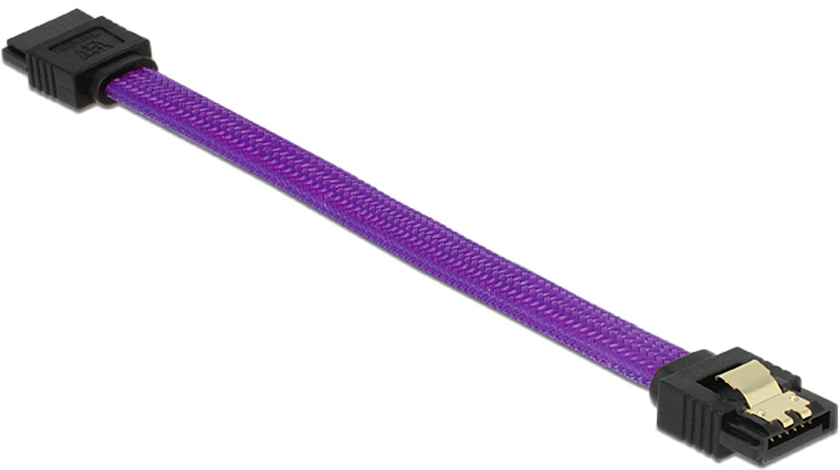 Premium SATA datakabel - nylon - SATA600 - 6 Gbit/s / paars - 0,10 meter