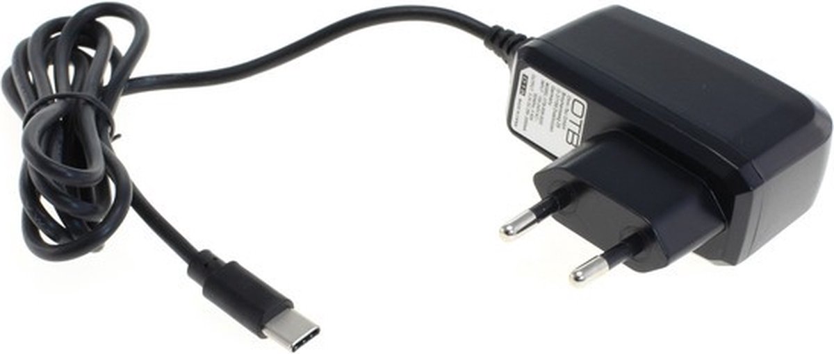 USB-C thuislader met vaste kabel - 2A / zwart - 1,1 meter - Bol