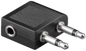 3,5mm Jack stereo audio vliegtuigadapter - haaks / zwart