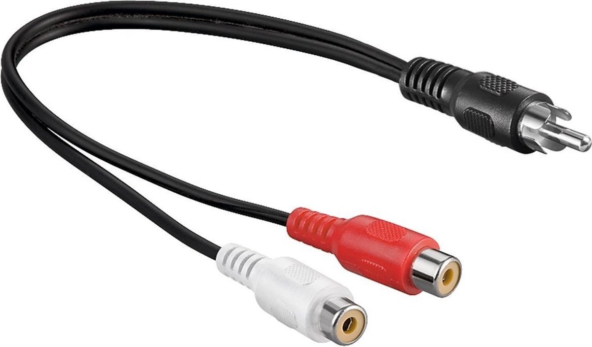 Subwoofer/Tulp mono (m) - Tulp stereo (v) audio adapter - 0,20 meter