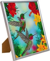 Crystal Art Zilver Frame Hongerige Kolibries