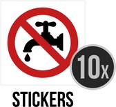 Pictogram/ sticker | Geen kraantjeswater gebruiken | 5 x 5 cm | Water toevoer | Niet drinkbaar | Voedselveiligheid | Waarschuwing | 10 stuks