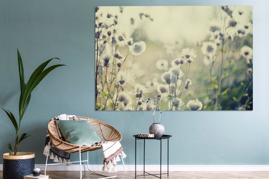 Peintures sur Toile - Fleurs - Champ - Wit - 150x100 cm - Décoration murale