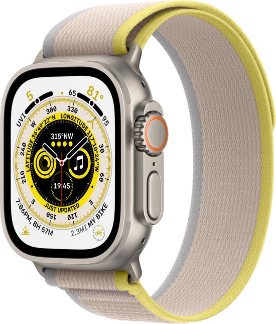 Apple Watch Ultra 4G LTE 49mm Titanium kast Geel Beige
