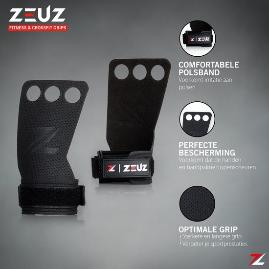 ZEUZ Grips – Sport Handschoenen – Geschikt voor CrossFit, Fitness, Turnen & Gymnastics - Zwart – Maat S - ZEUZ