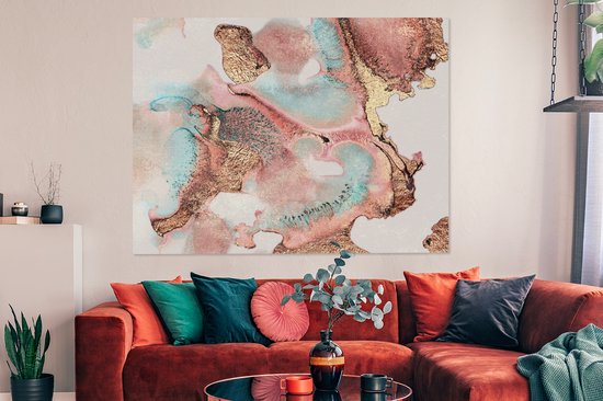 Tableau sur toile Encre - Pastel - Abstrait - 160x120 cm - Décoration murale XXL