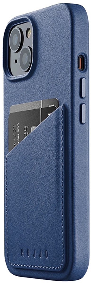 Mujjo - Full Leather Wallet geschikt voor iPhone 14 / 13 - blauw