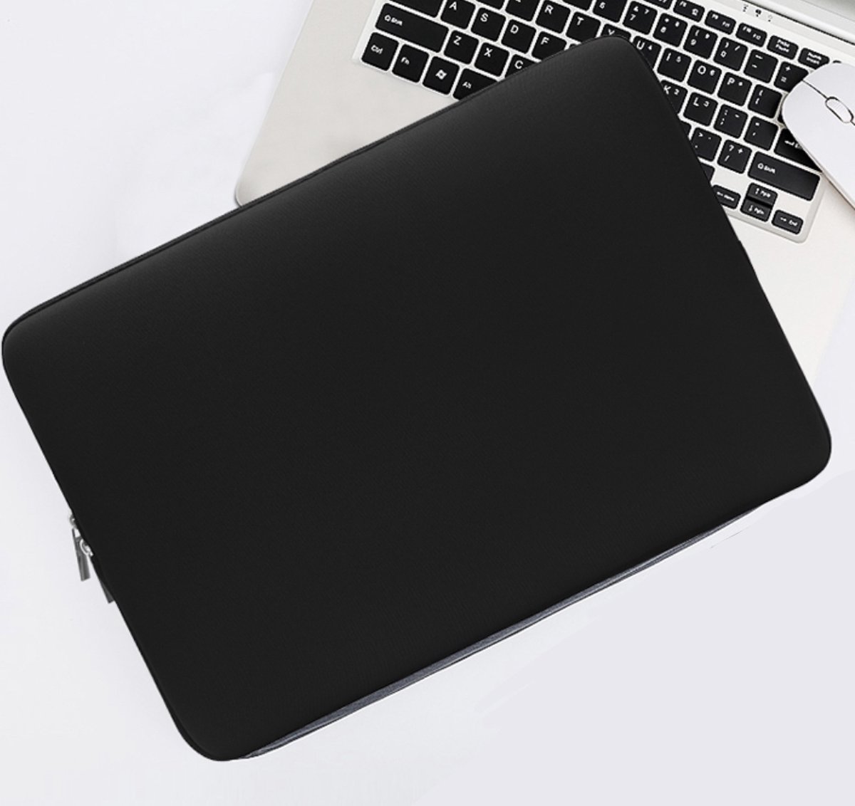 Laptophoes 13 inch donkerblauw SoftTouch neopreen sleeve met ritssluiting voor MacBook en laptop - Afbeelding 5