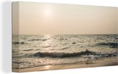 Canvas Schilderij Zee - Strand - Zon - 80x40 cm - Wanddecoratie